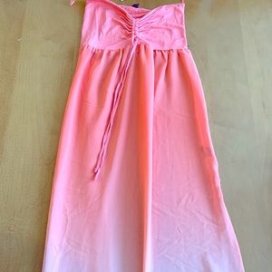 Sheer strapless maxi dress